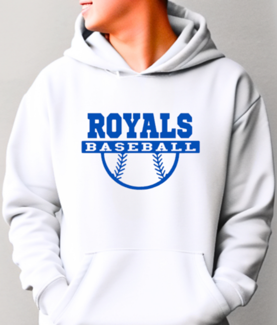 Royals Baseball WHITE Softstyle Hoodie Adult - customization available