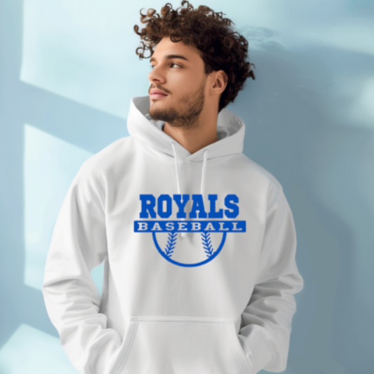 Royals Baseball WHITE Softstyle Hoodie Adult - customization available