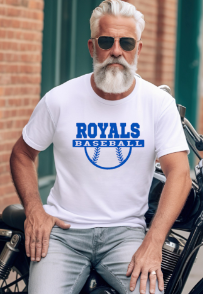 Royals Baseball White ADULT NEW! Softstyle Tees - Customization available