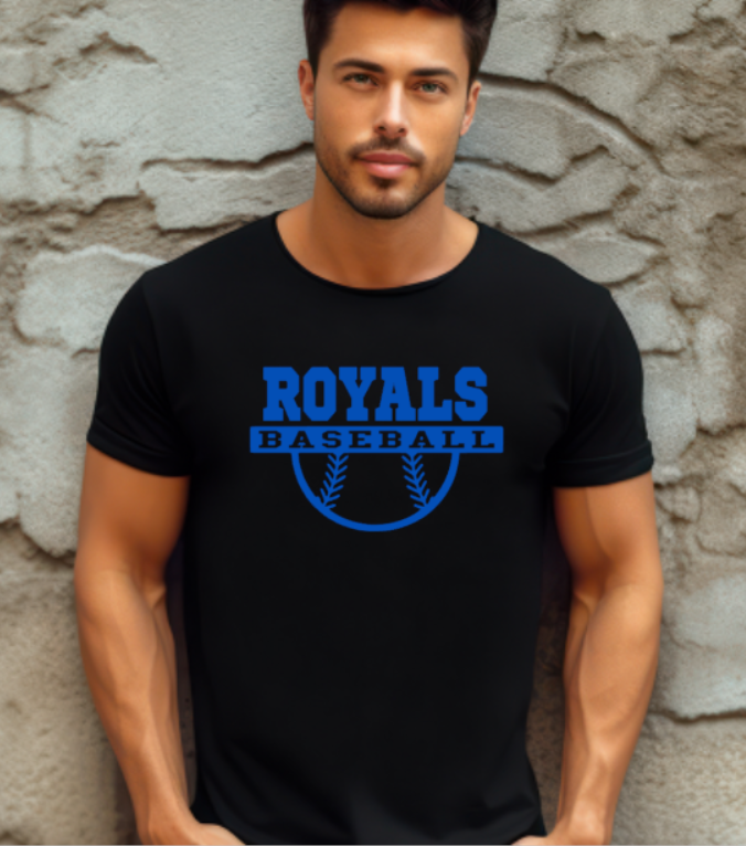 Royals Baseball BLACK ADULT NEW! Softstyle Tees - Customization available