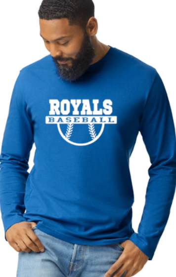 Royals Baseball BLUE Long Sleeve Adult Tshirt