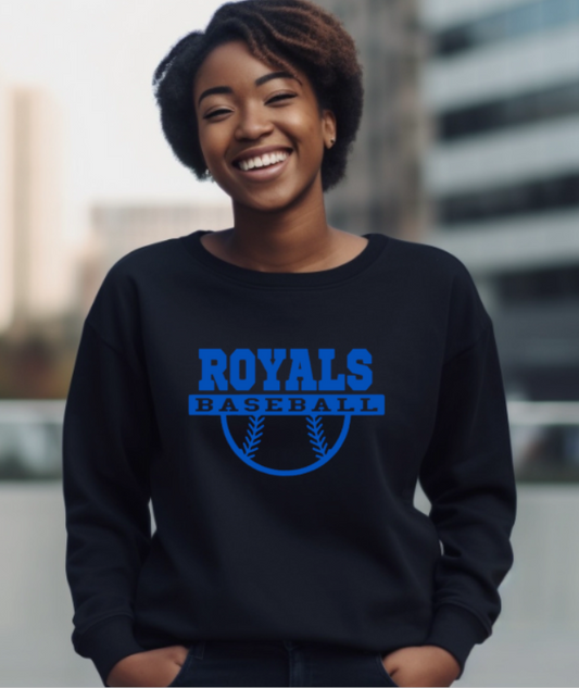 Royals Baseball BLACK Crew Neck Adult Sweatshirt