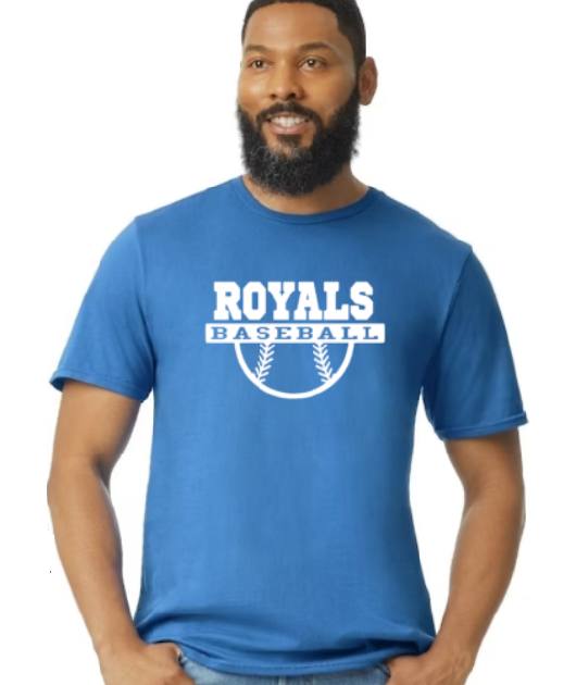 Royals Baseball BLUE ADULT NEW! Softstyle Tees - Customization available