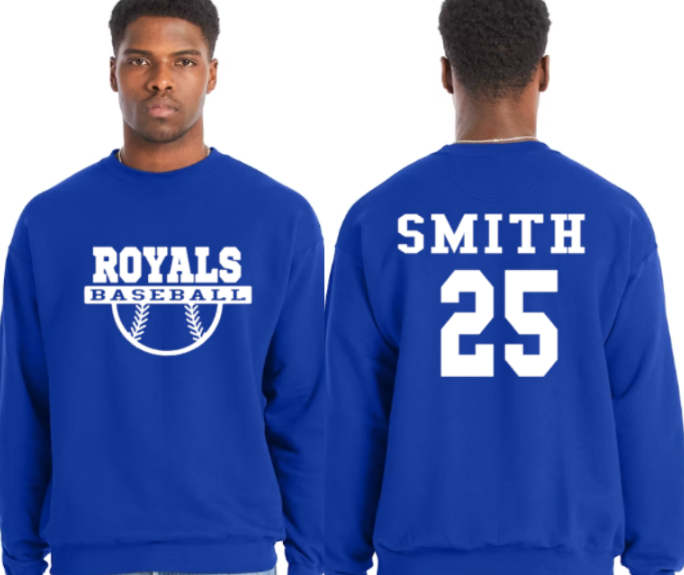 Royals Baseball BLUE Crew Neck Adult Sweatshirt