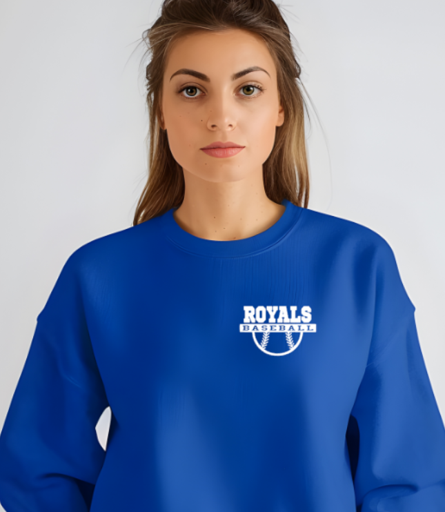 Royals Baseball BLUE Crew Neck Adult Sweatshirt