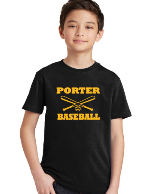 Porter Baseball Black YOUTH Softstyle Tees - Customization available
