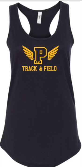 Porter Track and Field BLACK Racerback NL fitted ladies tank