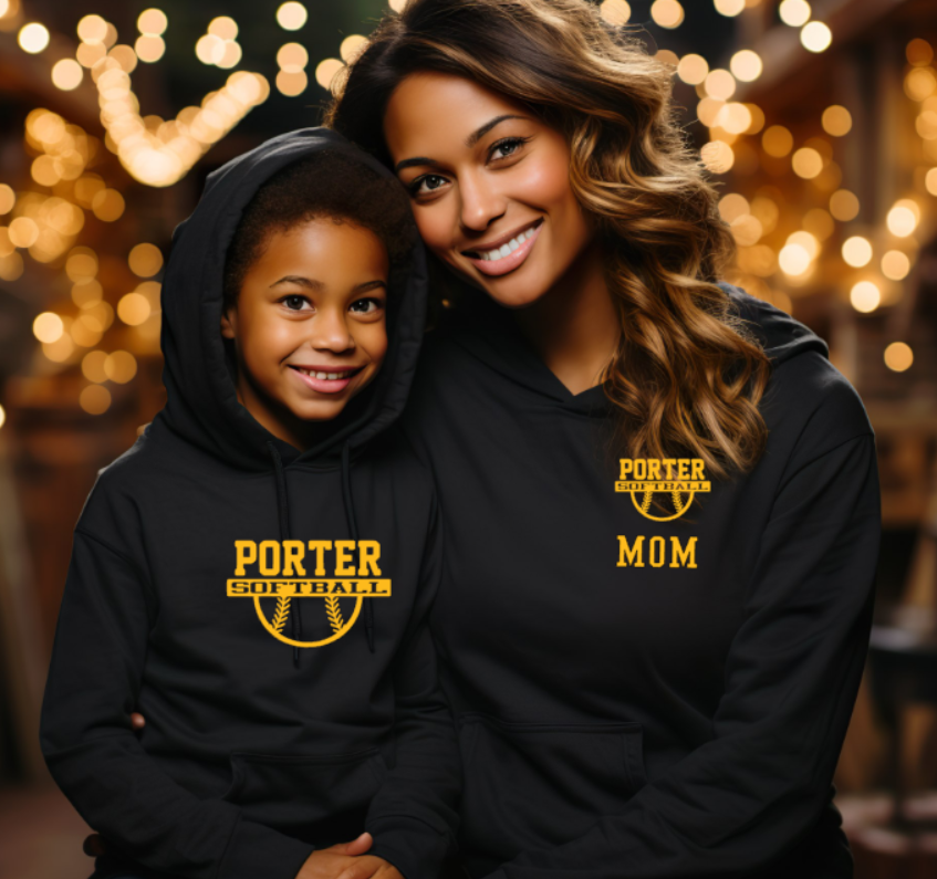 Porter Softball Hooded YOUTH Softstyle Sweatshirt - customization available