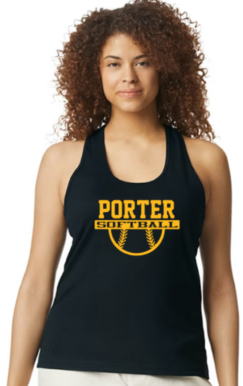 Porter Softball Ball Racerback Softstyle adult tank