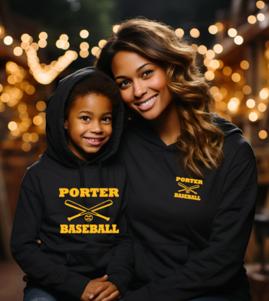 Porter Baseball Hooded YOUTH Softstyle Sweatshirt - customization available