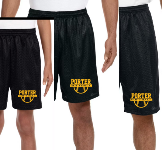 Porter Softball Mesh Shorts Youth (6") to Adult (7 to 9"inseam adut)