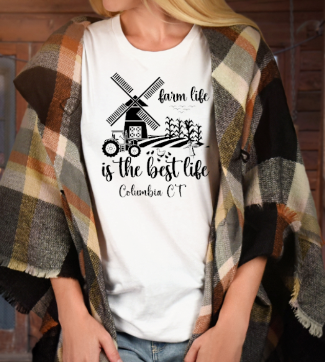 Columbia CT Farm Life Softstyle Gildan Tshirt Adult.  Multiple Colors - Customizable