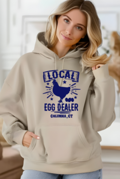 Columbia CT Local Egg Dealer Softstyle Gildan Hoodie Adult.  Multiple Colors - Customizable