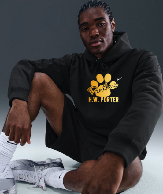 H.W. Porter Cursive Paw Nike Brand Solo Swoosh Hooded Sweatshirt Adult- Custom Personalization!