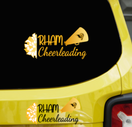 RHAM Cheerleading UV Printed Decal - choose your colors and sizes!