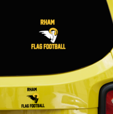 RHAM Flag Football UV Printed Decal - choose your colors and sizes!