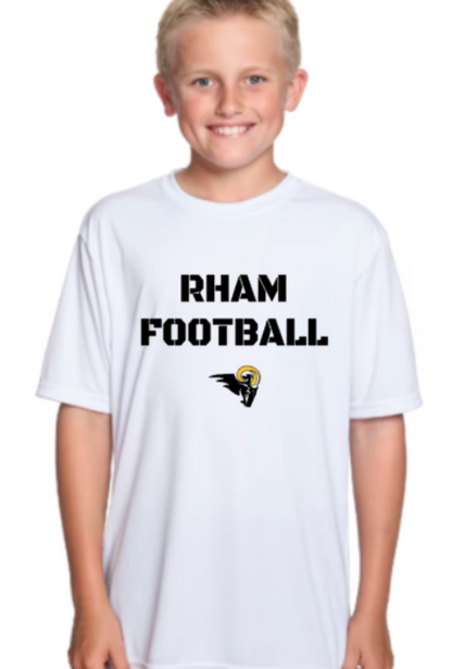 RHAM Football Gildan A4 YOUTH Poly Cooling Performance Short Sleeve Tshirt- Custom Personalization!