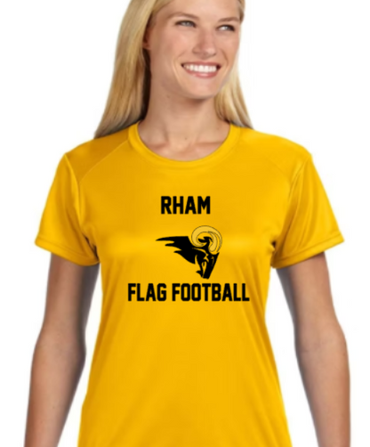 RHAM Flag Football Gildan A4 Womens Cut Poly Cooling Performance Short Sleeve Tshirt- Custom Personalization!