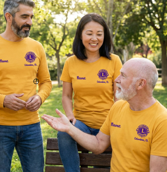 Gold Lions Club  Short or Long Sleeve Tshirts
