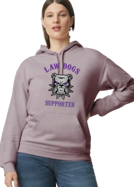 Law Dogs Supporter Softstyle Gildan Hoodie Adult.  Multiple Colors - Customizable - Add back name