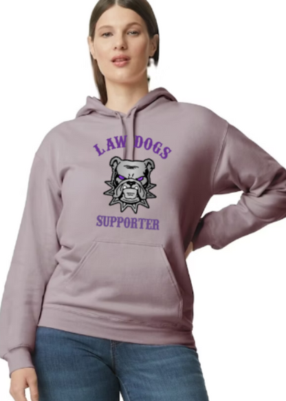 Law Dogs Supporter Gildan Hoodie Adult.  Multiple Colors - Customizable - Add back name