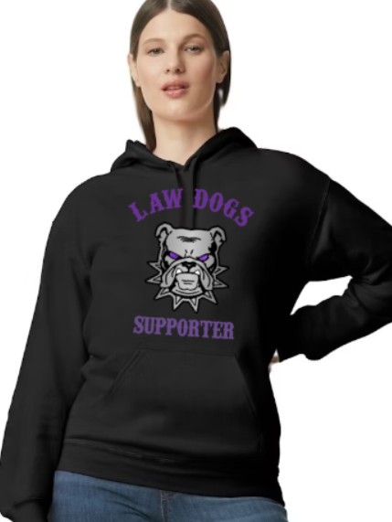 Law Dogs Supporter Softstyle Gildan Hoodie Adult.  Multiple Colors - Customizable - Add back name