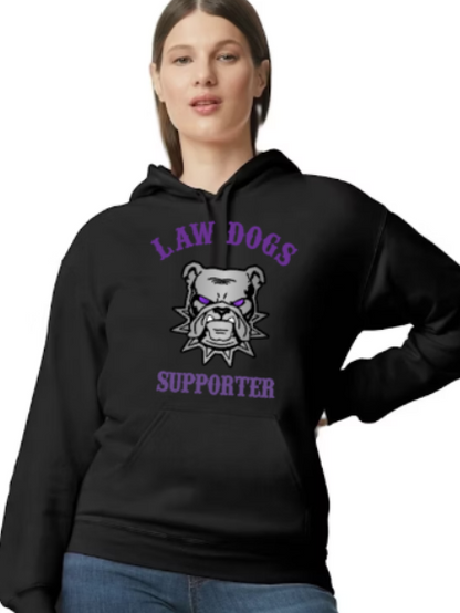 Law Dogs Supporter Gildan Hoodie Adult.  Multiple Colors - Customizable - Add back name