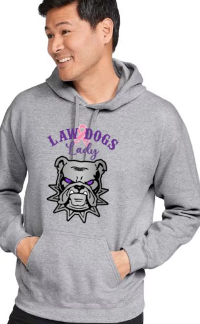 Law Dogs Lady Pink Ribbon Softstyle Gildan Hoodie Adult.  Multiple Colors - Customizable - Add back name (Copy) (Copy)