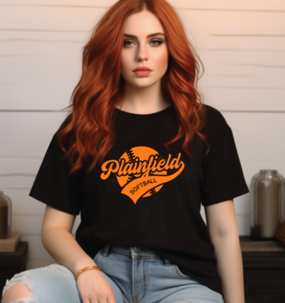 Plainfield Softball Ball Solid Tshirt Youth to TALL ADULT sizes - Customize yours now!