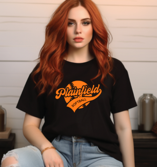 Plainfield Softball Ball Solid Tshirt Youth to TALL ADULT sizes - Customize yours now!