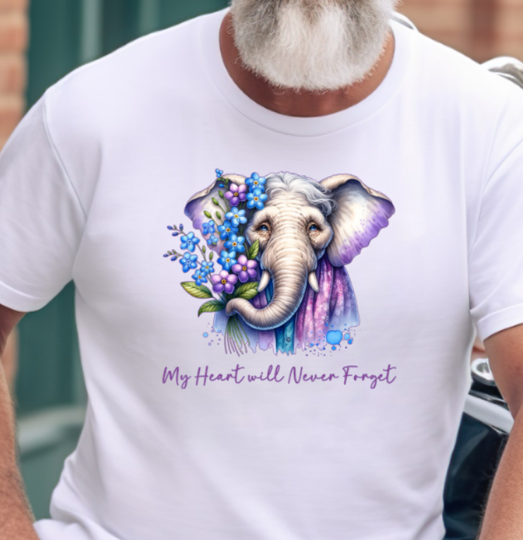 Alzheimer's MY HEART WILL NEVER FORGET TShirt Bella+Canvas - Customize yours today!