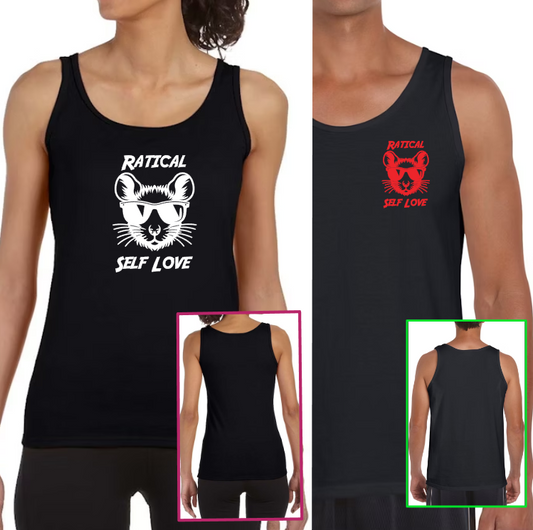 Mainely Rat Rescue Ratical Self Love Softstyle Gildan Tank (mens and womens styles) - Customize yours today! Lots of color choices!