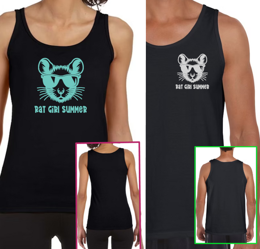 Mainely Rat Rescue Rat Girl Summer Softstyle Gildan Tank (mens and womens styles) - Customize yours today! Lots of color choices!