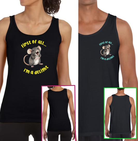 Mainely Rat Rescue Delight Softstyle Gildan Tank (mens and womens styles) - Customize yours today! Lots of color choices!