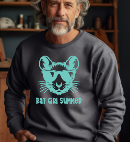 Mainely Rat Rescue Rat Girl Summer Softstyle Gildan Sweatshirt- Customize yours today!