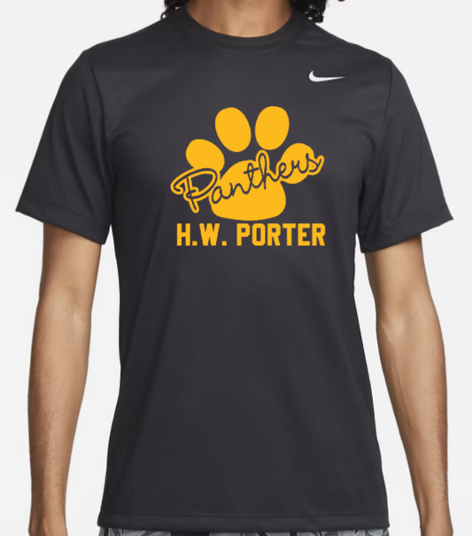 H.W. Porter Cursive Paw Nike Brand Short Sleeve Dri Fit Adult Tshirt