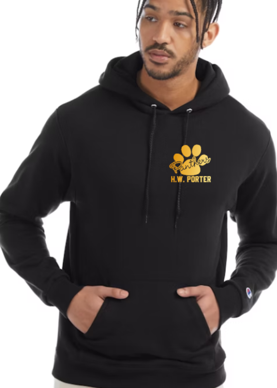 H.W. Porter Cursive Paw Champion Brand Adult Hooded Sweatshirt