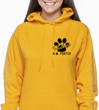 H.W. Porter Cursive Paw Champion Brand Adult Hooded Sweatshirt