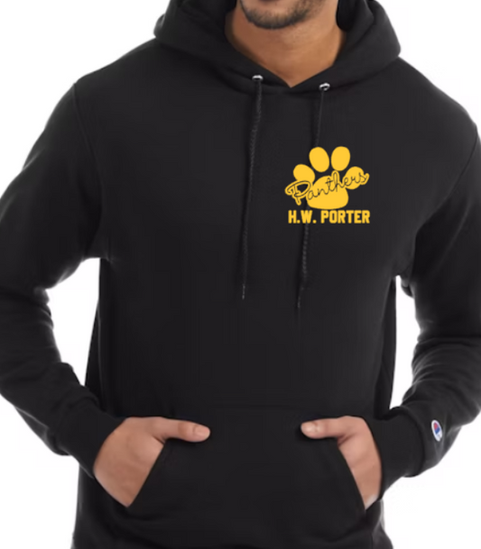 H.W. Porter Cursive Paw Champion Brand Adult Hooded Sweatshirt