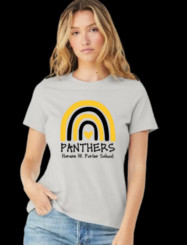 H.W. Porter Rainbow Logo Bella+Canvas Brand Short Sleeve Women's Cut Tshirt - Custom Personalization!