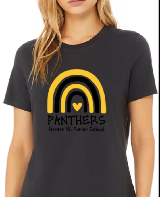 H.W. Porter Rainbow Logo Bella+Canvas Brand Short Sleeve Women's Cut Tshirt - Custom Personalization!