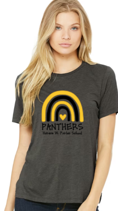 H.W. Porter Rainbow Logo Bella+Canvas Brand Short Sleeve Women's Cut Tshirt - Custom Personalization!