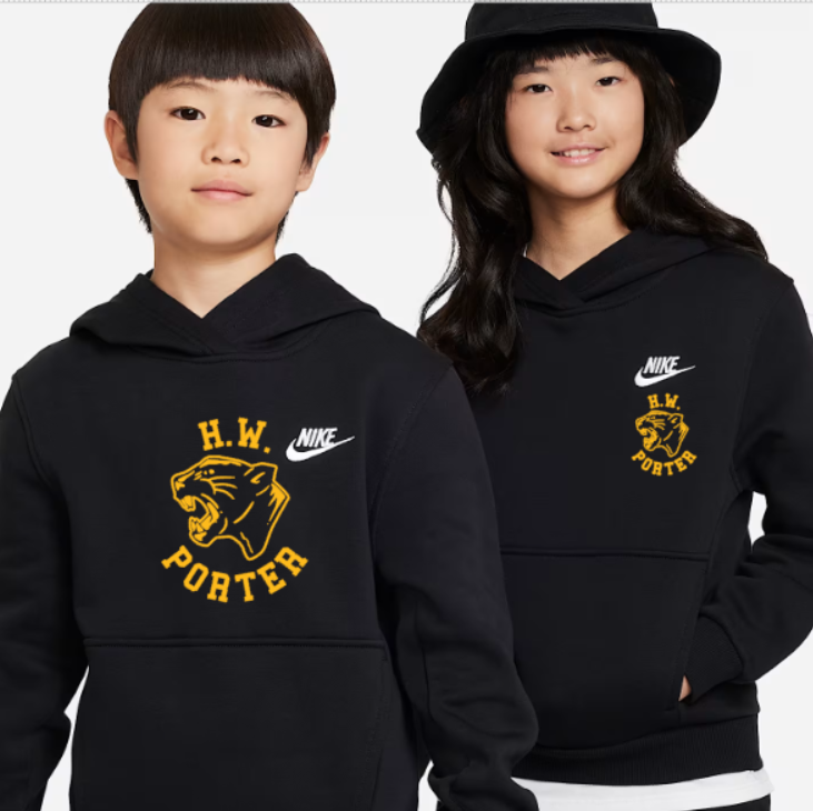 H.W. Porter Panther Nike Brand YOUTH Club Fleece Hooded Sweatshirt