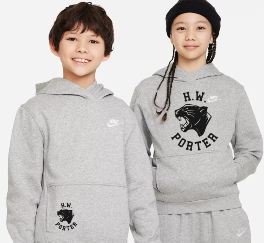 H.W. Porter Panther Nike Brand YOUTH Club Fleece Hooded Sweatshirt