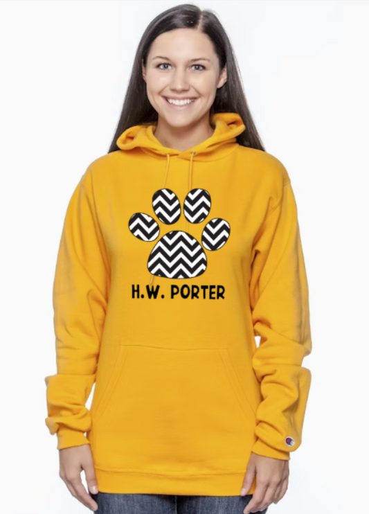H.W. Porter Chevron Champion Brand Adult Hooded Sweatshirt