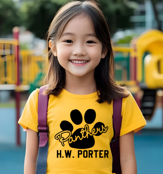 H.W. Porter Cursive Paw YOUTH Gildan Heavy Tshirt