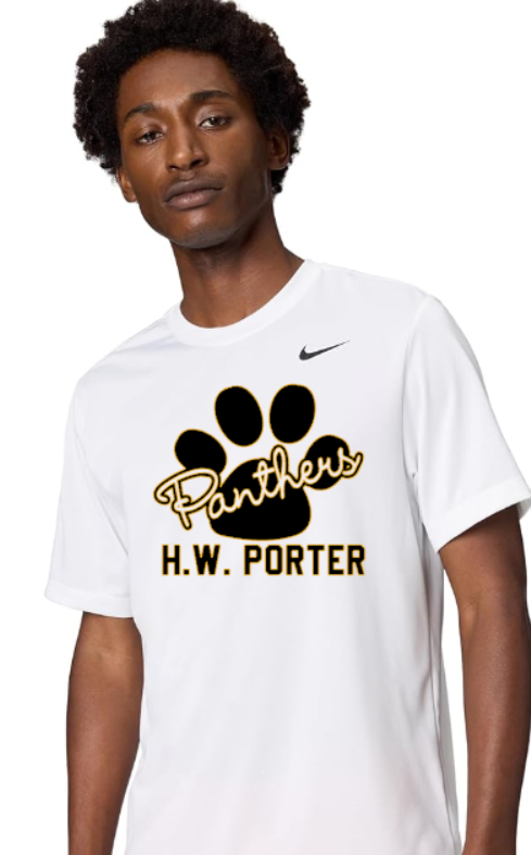 H.W. Porter Cursive Paw Nike Brand Short Sleeve Dri Fit Adult Tshirt