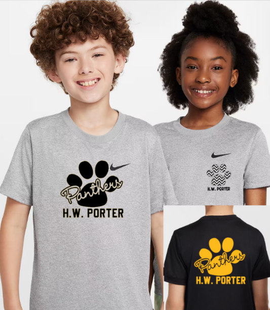 H.W. Porter Cursive Nike Brand Short Sleeve Dri Fit YOUTHTshirt