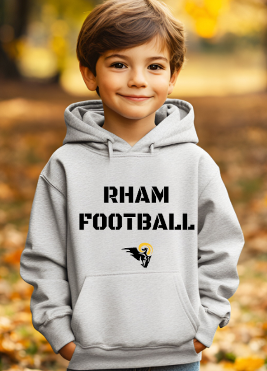 RHAM YOUTH Football Gildan Heavy 50/50 Blend Hooded Sweatshirt- Custom Personalization!
