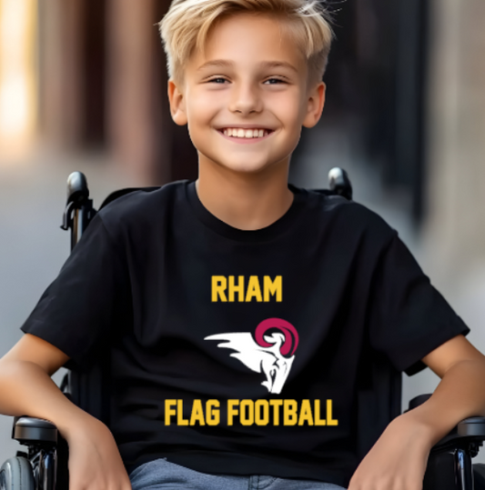 RHAM YOUTH FLAG FOOTBALL Limited Edition Pink Cheerleading Gildan Heavy Tshirt - Custom Personalization!